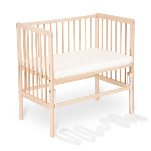 FabiMax Baby Beistellbett für Boxspringbetten, stufenlos höhenverstellbar, Buchenholz massiv, Natur (Matratze Air, Keine) von FabiMax
