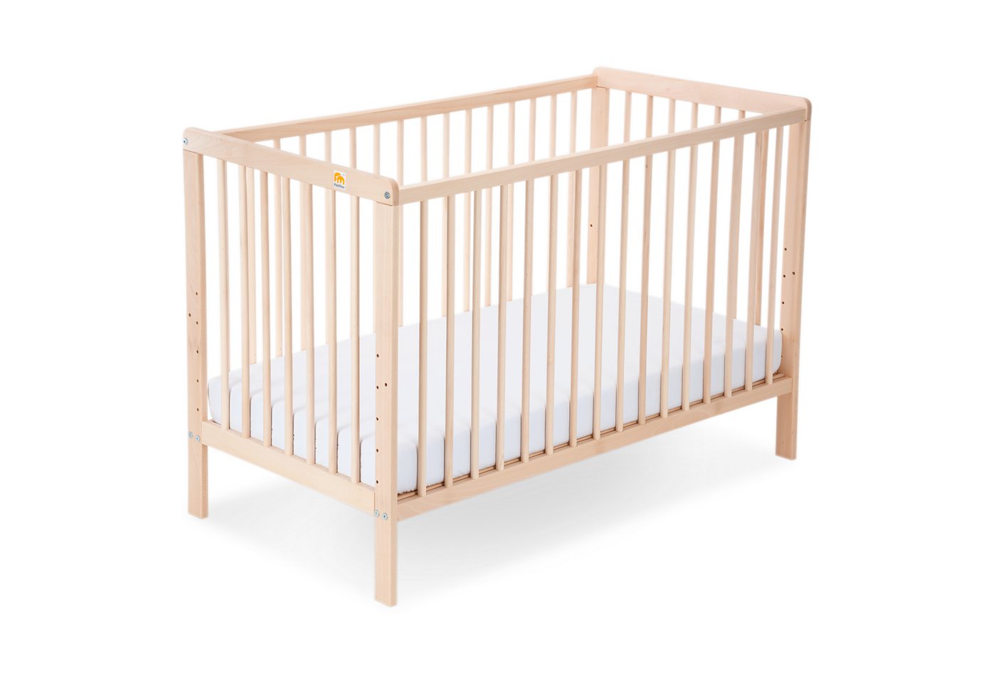 FabiMax Babybett Nubi 120 x 60 cm, Natur aus Buchenholz, 6-fach höhenverstellbar, mit 4 Schlupfsprossen von FabiMax