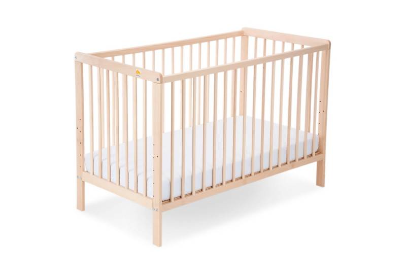 FabiMax Babybett Nubi 120 x 60 cm, Natur aus Buchenholz, 6-fach höhenverstellbar, mit 4 Schlupfsprossen von FabiMax