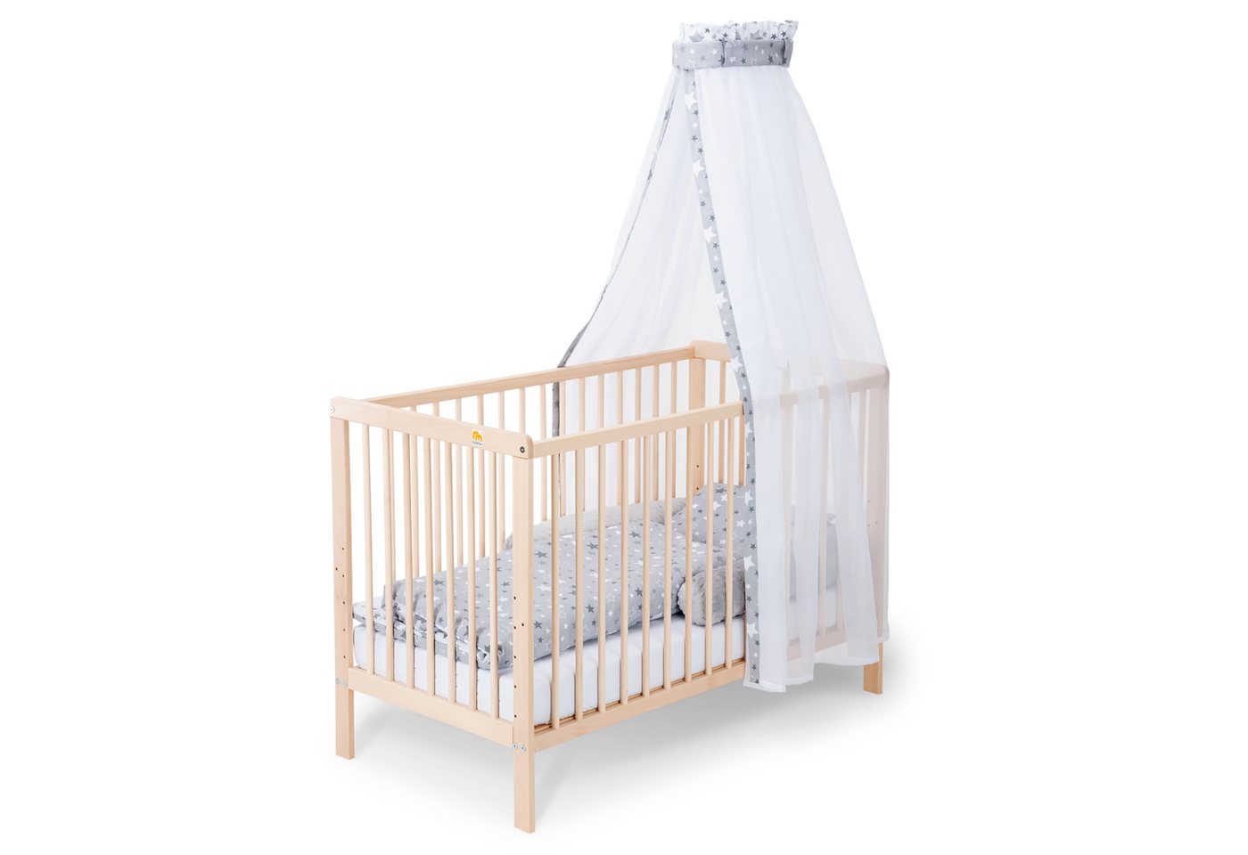FabiMax Babybett Nubi 120 x 60 cm, Natur aus Buchenholz, 6-fach höhenverstellbar, mit 4 Schlupfsprossen von FabiMax