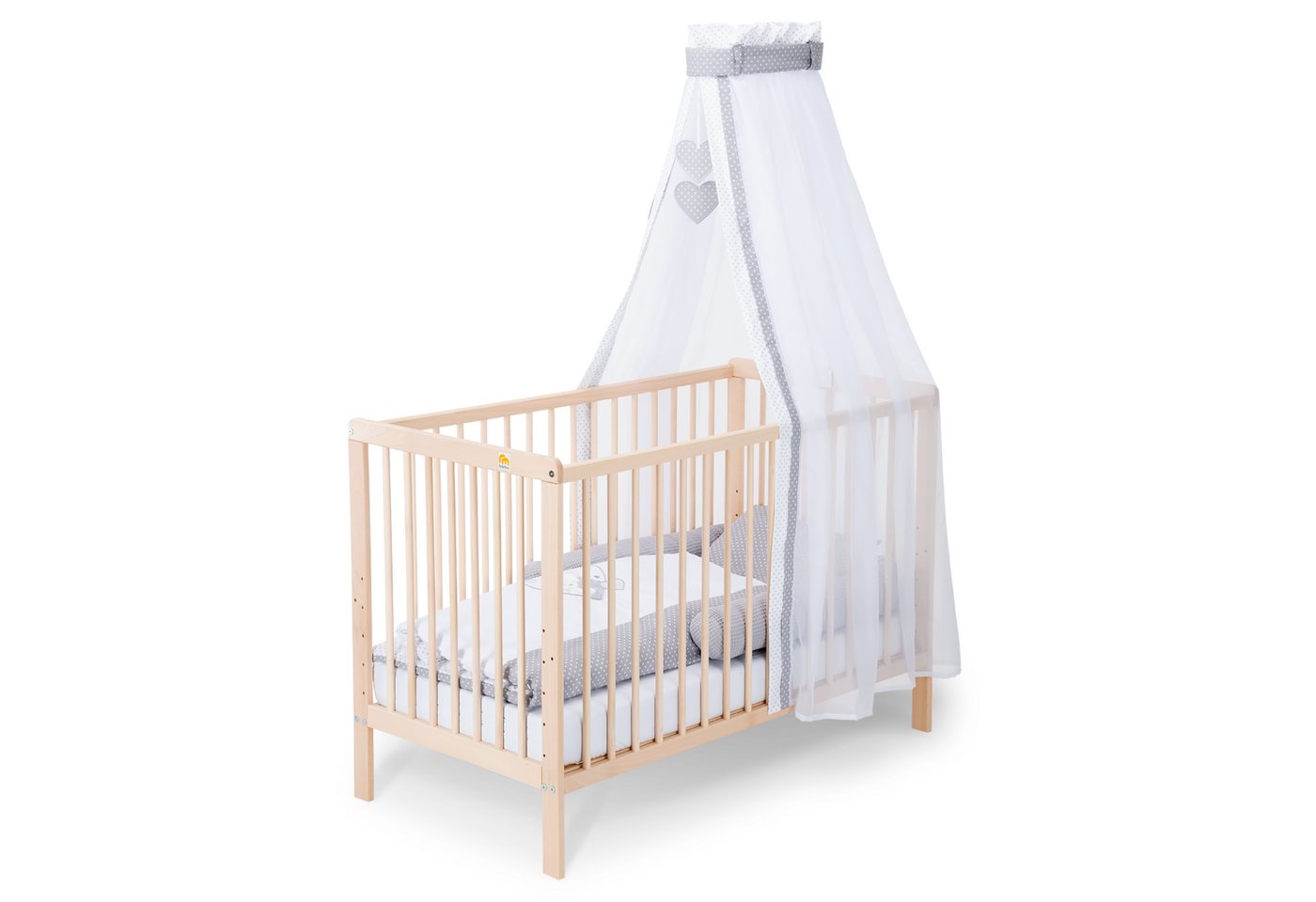FabiMax Babybett Nubi 120 x 60 cm, Natur aus Buchenholz, 6-fach höhenverstellbar, mit 4 Schlupfsprossen von FabiMax