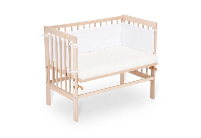 FabiMax Beistellbett Babybett Basic Plus Natur, 90 x 55 cm große Liegefläche, aus Buchenholz, naturbelassen von FabiMax