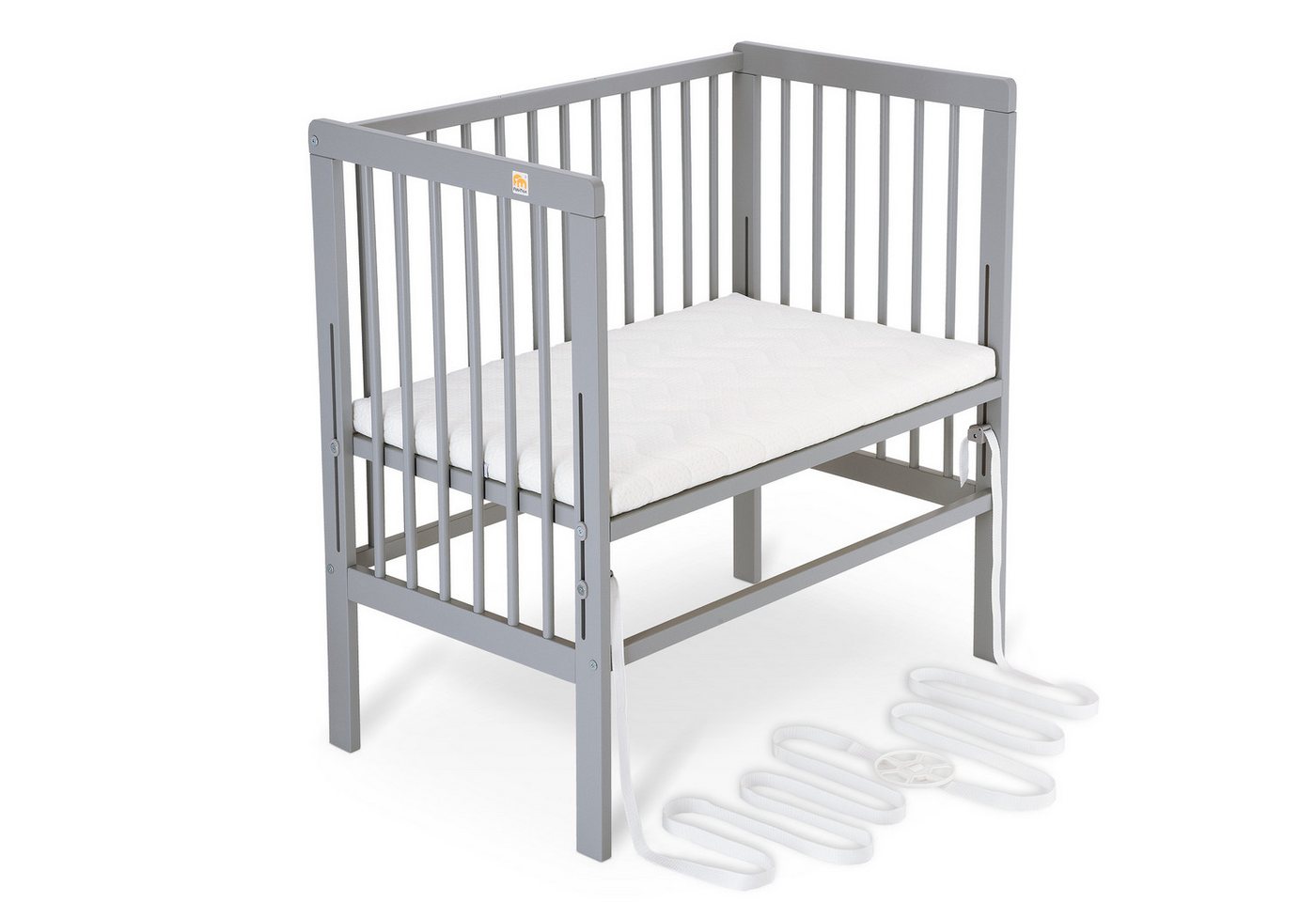 FabiMax Beistellbett Babybett Boxspring grau, 90 x 55 cm Liegefläche, aus Buchenholz, Stufenlos höhenverstellbar 40-73 cm, Holz-Lattenrost FabiMax Beistellbett Babybett Boxspring grau, 90 x 55 cm Liegefläche, aus Buchenholz, Stufenlos höhenverstellbar 40-73 cm, Holz-Lattenrost von FabiMax