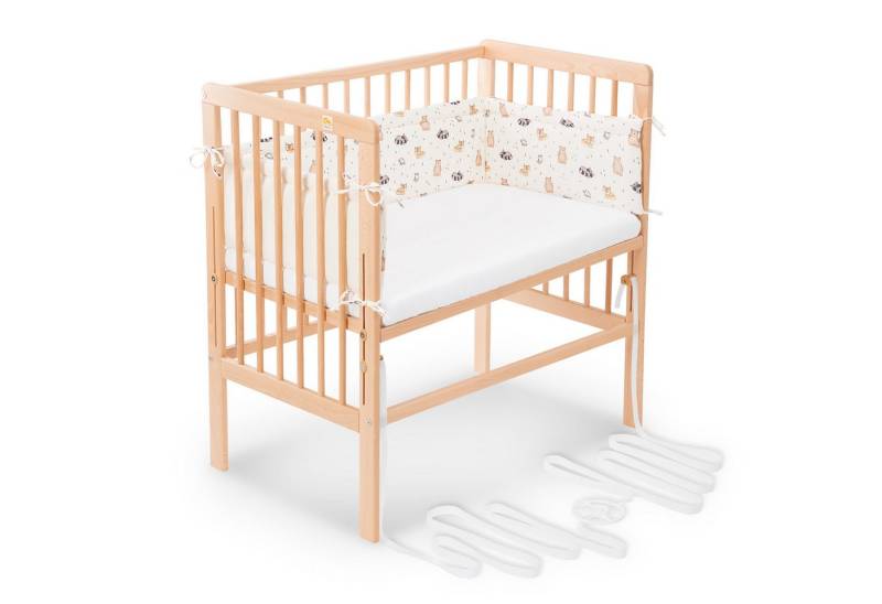 FabiMax Beistellbett Babybett Boxspring klar lackiert, 90 x 55 cm Liegefläche, aus Buchenholz, Stufenlos höhenverstellbar 40-73 cm, Holz-Lattenrost von FabiMax