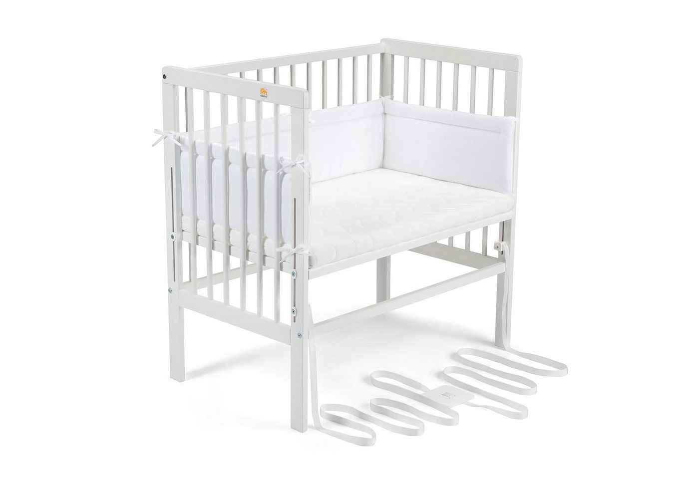 FabiMax Beistellbett Babybett Boxspring weiß lackiert, 90 x 55 cm Liegefläche, aus Buchenholz, Stufenlos höhenverstellbar 40-73 cm, Holz-Lattenrost FabiMax Beistellbett Babybett Boxspring weiß lackiert, 90 x 55 cm Liegefläche, aus Buchenholz, Stufenlos höhenverstellbar 40-73 cm, Holz-Lattenrost von FabiMax