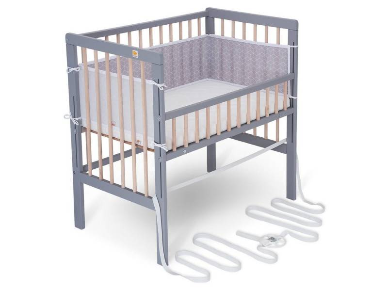 FabiMax Beistellbett Boxspring Fix Grau / Natur, mit 12cm Rausroll-Schutzgitter, Matratze und Netz-Nestchen FabiMax Beistellbett Boxspring Fix Grau / Natur, mit 12cm Rausroll-Schutzgitter, Matratze und Netz-Nestchen von FabiMax