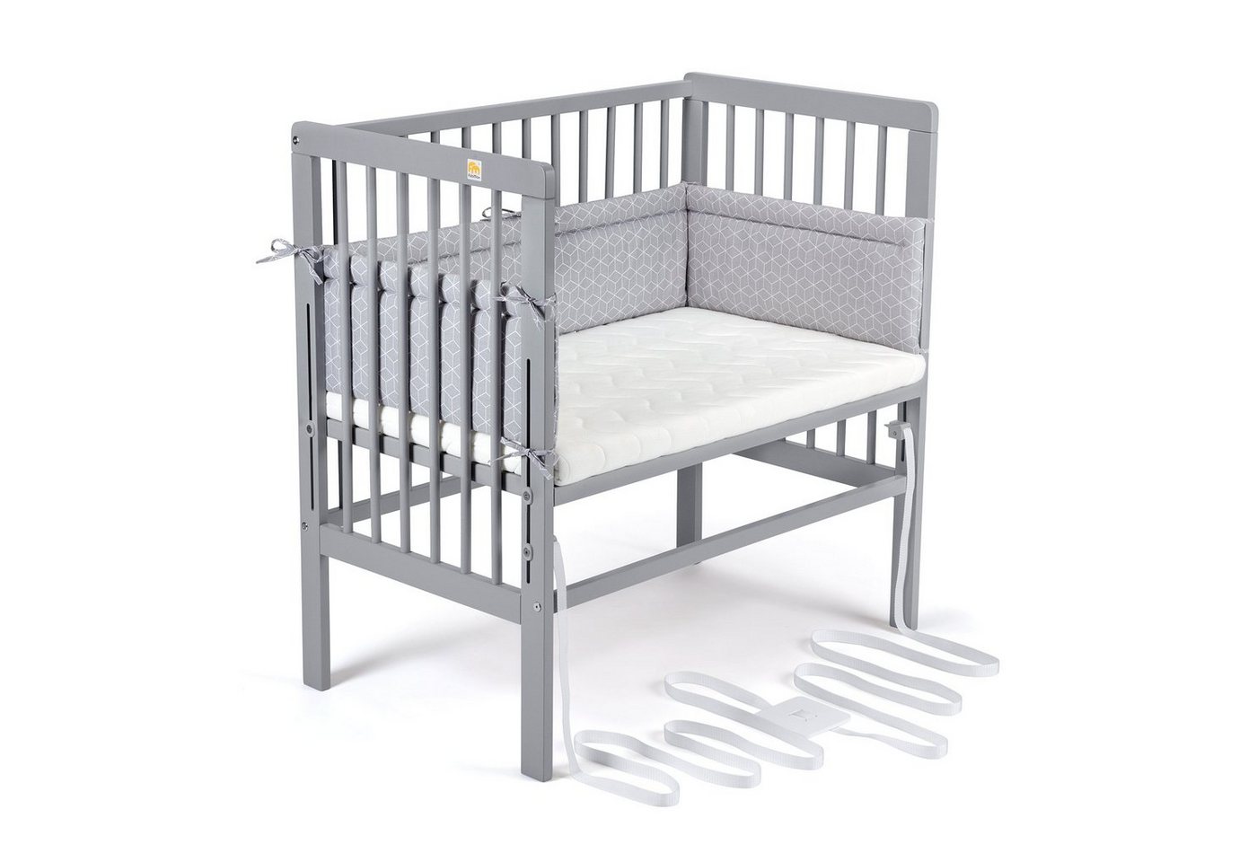 FabiMax Beistellbett Babybett Boxspring grau, 90 x 55 cm Liegefläche, aus Buchenholz, Stufenlos höhenverstellbar 40-73 cm, Holz-Lattenrost FabiMax Beistellbett Babybett Boxspring grau, 90 x 55 cm Liegefläche, aus Buchenholz, Stufenlos höhenverstellbar 40-73 cm, Holz-Lattenrost von FabiMax