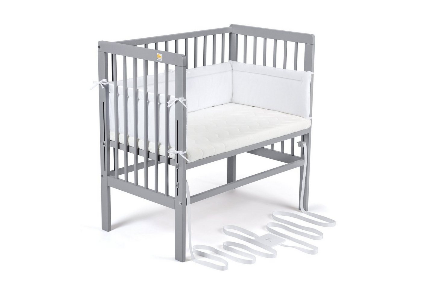 FabiMax Beistellbett Babybett Boxspring grau, 90 x 55 cm Liegefläche, aus Buchenholz, Stufenlos höhenverstellbar 40-73 cm, Holz-Lattenrost FabiMax Beistellbett Babybett Boxspring grau, 90 x 55 cm Liegefläche, aus Buchenholz, Stufenlos höhenverstellbar 40-73 cm, Holz-Lattenrost von FabiMax