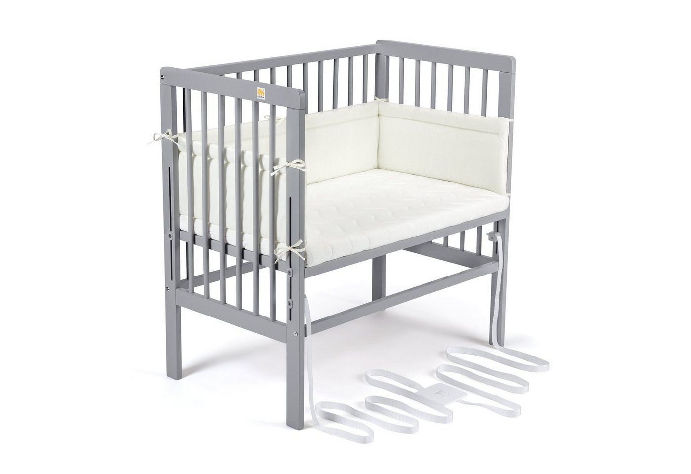 FabiMax Beistellbett Babybett Boxspring grau, 90 x 55 cm Liegefläche, aus Buchenholz, Stufenlos höhenverstellbar 40-73 cm, Holz-Lattenrost FabiMax Beistellbett Babybett Boxspring grau, 90 x 55 cm Liegefläche, aus Buchenholz, Stufenlos höhenverstellbar 40-73 cm, Holz-Lattenrost von FabiMax