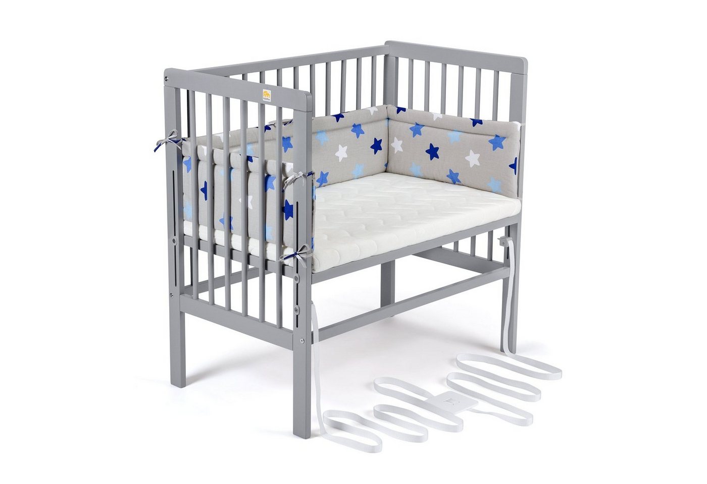 FabiMax Beistellbett Babybett Boxspring grau, 90 x 55 cm Liegefläche, aus Buchenholz, Stufenlos höhenverstellbar 40-73 cm, Holz-Lattenrost FabiMax Beistellbett Babybett Boxspring grau, 90 x 55 cm Liegefläche, aus Buchenholz, Stufenlos höhenverstellbar 40-73 cm, Holz-Lattenrost von FabiMax
