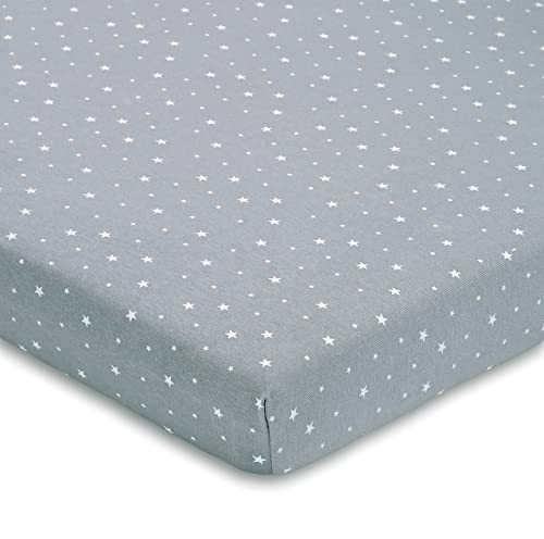 FabiMax Jersey Spannbettlaken für Beistellbett und Wiege, 55 x 90 cm, grau/weiße Sterne von FabiMax
