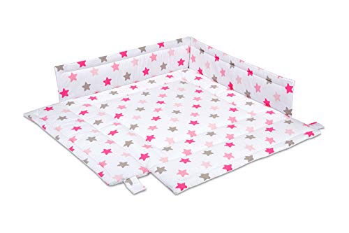 FabiMax Laufgittereinlage 100x100 cm, rosa Sterne auf weiß von FabiMax