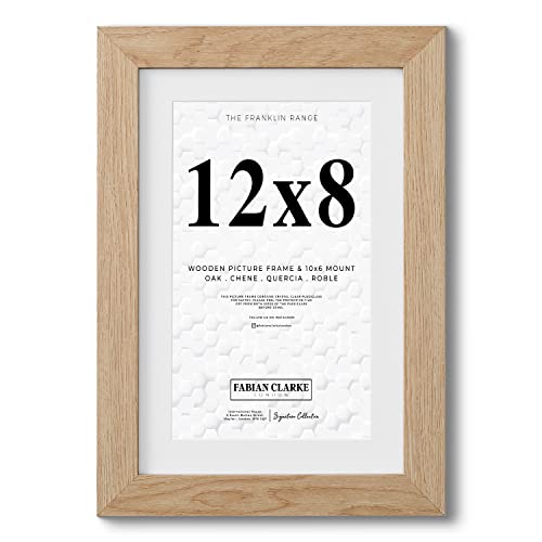 Fabian Clarke London® Moderner Bilderrahmen aus Eichenholz, 30,5 x 20,3 cm, mit weißem Passepartout zum Aufhängen im Hoch- oder Querformat, 25,4 x 15,2 von Fabian Clarke London