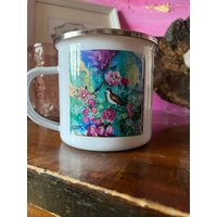 Emaile Tasse Krafttier Nachtigall von FabijennasATELIER