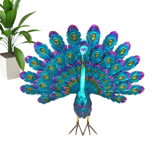 Fabixoin Outdoor-Pfauen- | Deko Pfau Aus Metall | Gartendeko Für Draußen | Metall Pfau Wetterfest Figur - Stehende Pfau Metallfigur Für Terrasse Balkon Hof Rasen von Fabixoin