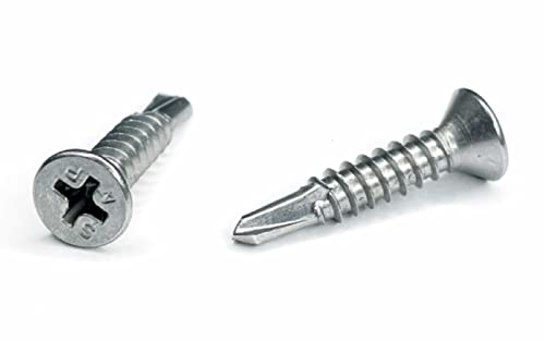 Edelstahl #10-16 x 1,9 cm flache Phillips-selbstschneidende selbstbohrende TEK-Schrauben, starke Spitze, 0,5 kg, praktische Verpackung (200 Stück) von Fable