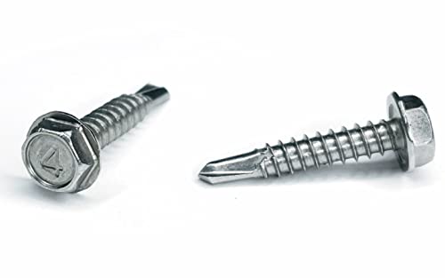 Edelstahl #14 x 2,5 cm Sechskant-Unterlegscheibenkopf, selbstschneidend, TEK-Schrauben, starke Spitze, 0,5 kg, praktische Verpackung (70 Stück) von Fable