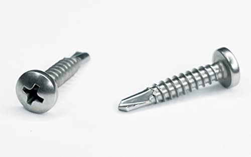 Edelstahl #8-18 x 2,5 cm PAN Phillips selbstschneidende selbstbohrende Tek-Schrauben, starke Spitze, 0,5 kg, praktische Verpackung (200 Stück) von Fable