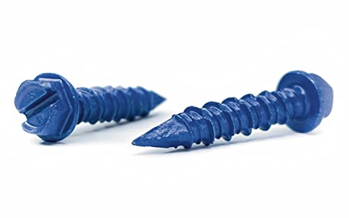 Stahl 1/4 x 1-1/4 Zoll Schlitz-Sechskant-Unterlegscheibenkopf Betonschraube Anker blaue Keramikbeschichtung (100 Stück) von Fable