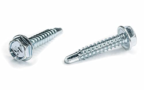 Verzinkt #12–35,6 x 2,5 cm Sechskant-Unterlegscheibenkopf, selbstbohrend, TEK-Blechschraube, praktische Verpackung – 100 Stück von Fable
