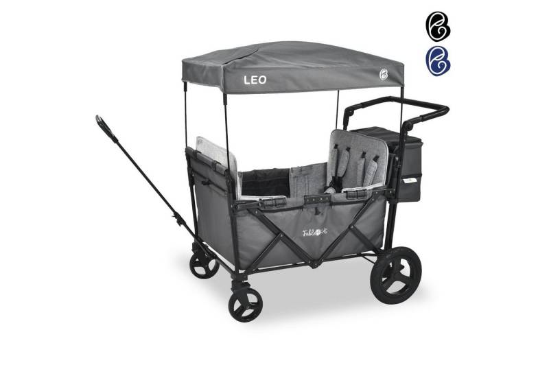 FableKids Bollerwagen LEO X4Plus – Faltbarer Transportwagen mit Dach 5-Punkt-Gurt (Fossil Grau), Hecktasche, Abdeckhaube von FableKids