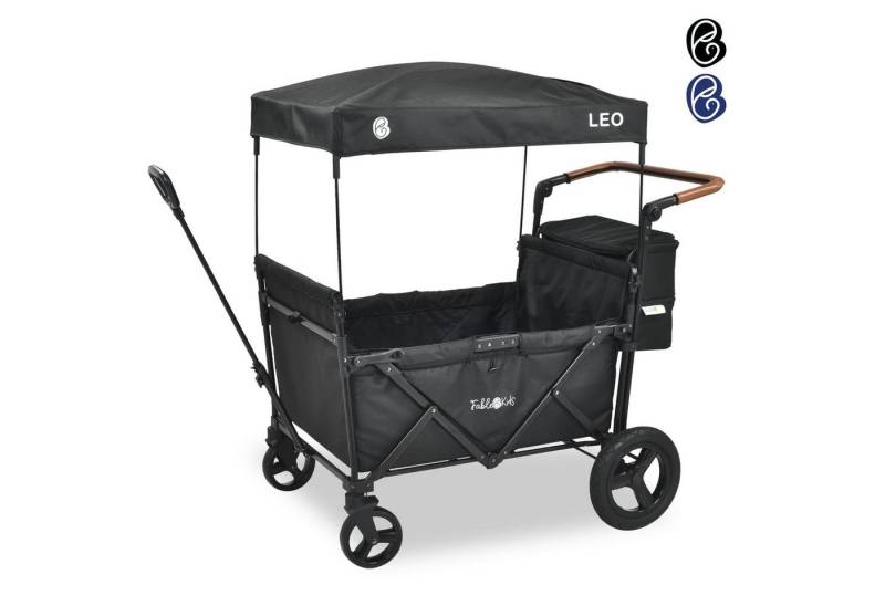 FableKids Bollerwagen LEO X4Plus – Faltbarer Transportwagen mit Dach 5-Punkt-Gurt (Onxy Schwarz), Hecktasche, Abdeckhaube von FableKids
