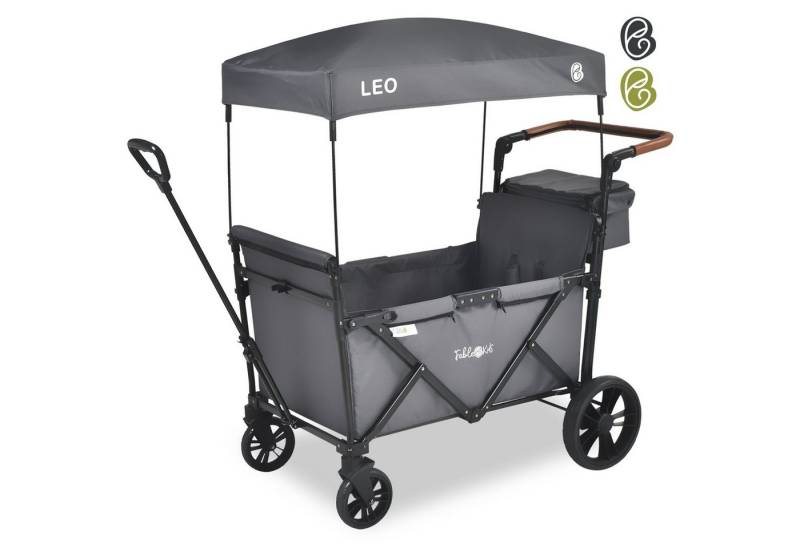 FableKids Bollerwagen LEO X2Lite – Faltbarer Transportwagen mit Dach 5-Punkt-Gurt (Fossil Grau), Hecktasche, Abdeckhaube von FableKids