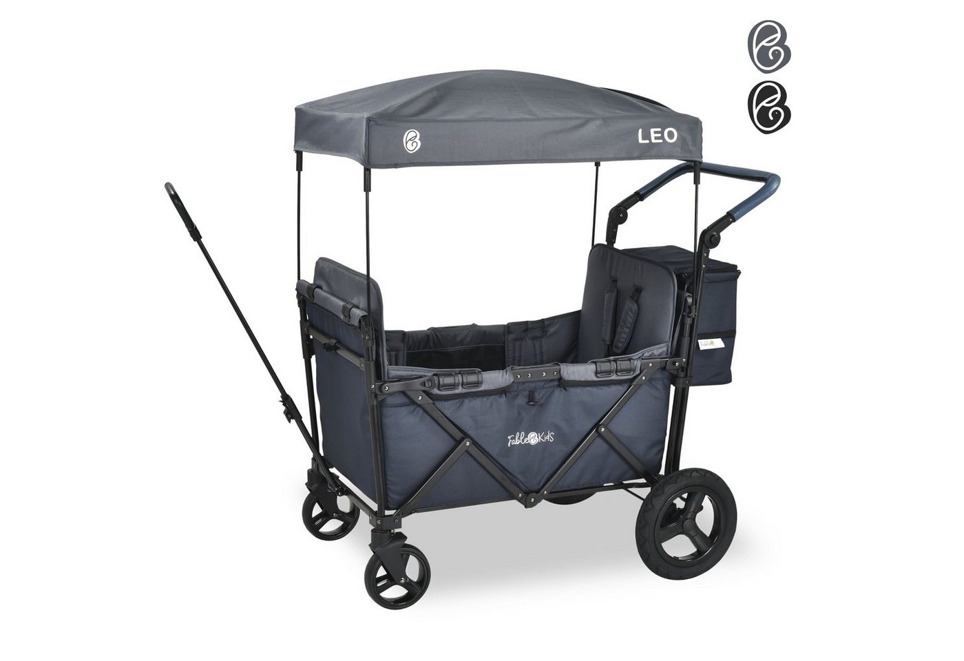 FableKids Bollerwagen LEO X2Plus mit Dach faltbarer Transportwagen 3 Farben (Stück, Blueberry Blau) von FableKids