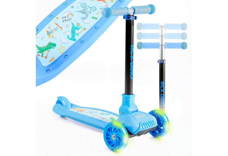FableKids Scooter Cityroller Tretroller, LED-Räder, Tritt-Bremse, bis 50 kg belastbar,  faltbar  höhenverstellbar Rücktrittbremse von FableKids