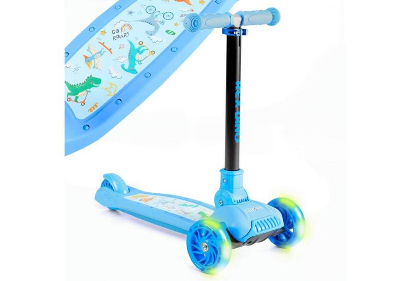 FableKids Tretroller Cityroller Kickroller, LED-Räder, Tritt-Bremse, bis 50 kg belastbar,  faltbar  höhenverstellbar Rücktrittbremse von FableKids
