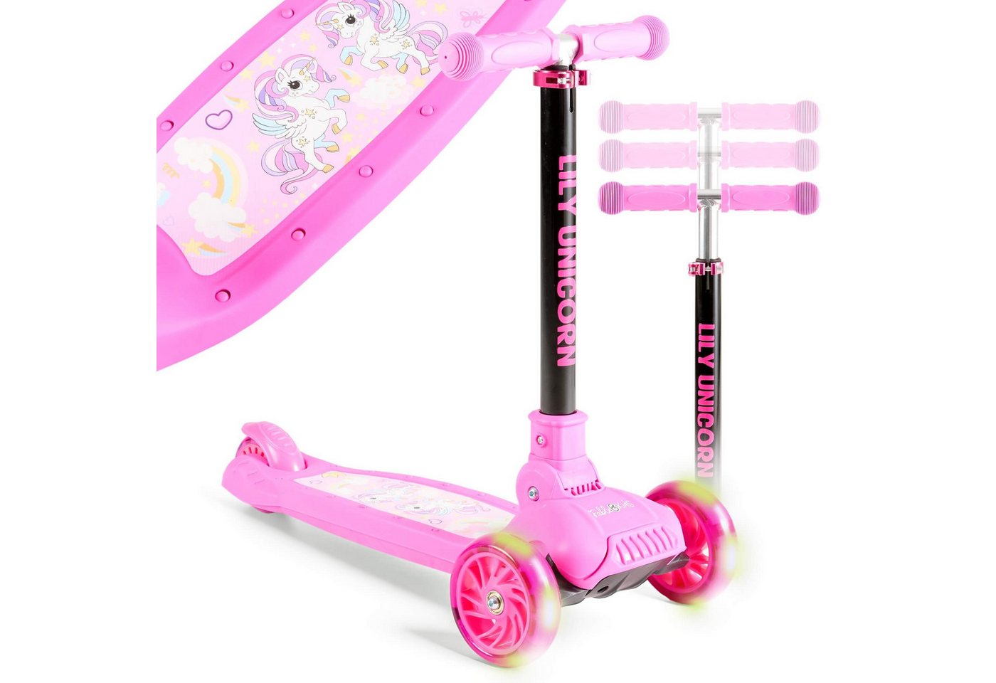 FableKids Tretroller Cityroller Kickroller, LED-Räder, Tritt-Bremse, bis 50 kg belastbar, faltbar höhenverstellbar Rücktrittbremse FableKids Tretroller Cityroller Kickroller, LED-Räder, Tritt-Bremse, bis 50 kg belastbar, faltbar höhenverstellbar Rücktrittbremse von FableKids