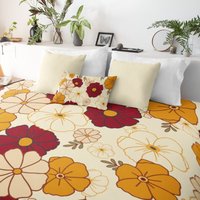 100% Baumwolle Bettbezug, Vintage Blumen Retro Stil Geschenk Zur Wohnungserwärmung von Fablifee