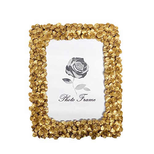 Fabnish Bilderrahmen 15x20 cm - Gold - Stehender Tischrahmen mit Blumen - Vintage, Antik, Barock und Modern - Fotorahmen mit Glasscheibe - Deko für Deine Wohnung von Fabnish
