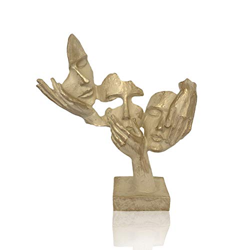 Fabnish Büste Deko Skulptur - Abstrakte Kunst - Statue - Dekofigur - Farbe Creme Gold mit Sockel - 32 x 28 cm von Fabnish