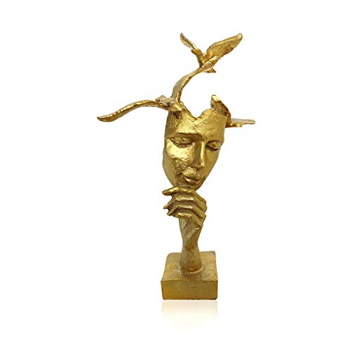 Fabnish Büste mit Vögel - Deko Skulptur - Abstrakte Kunst - Statue - Dekofigur - Farbe Gold mit Sockel - 30 cm Fabnish Büste mit Vögel - Deko Skulptur - Abstrakte Kunst - Statue - Dekofigur - Farbe Gold mit Sockel - 30 cm von Fabnish