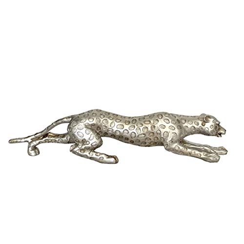 Fabnish Leopard Gepard Skulptur - Statue - Deko Figur - Farbe Silber - Länge 43 cm von Fabnish
