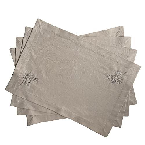 Fabnish Tischset, Platzset - 4er Set - aus Baumwolle & Polyester - 33x48 cm - abwaschbar - wasserabweisend - für Esstisch, Küche, Garten, Events - als Dekoration & Tischschutz (Beige) von Fabnish