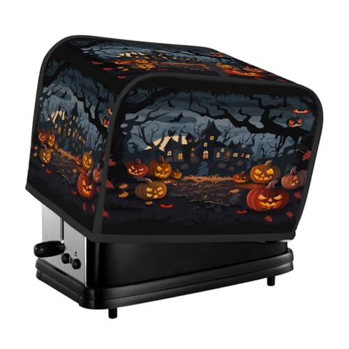 2 Scheiben Toaster Abdeckung Halloween Gruselnacht Spukhaus Kürbis Staubschutz für Brotmaschine, kleine Küchengeräte von Fabpuro