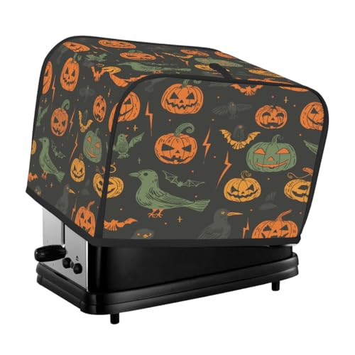 2 Scheiben Toaster Abdeckung Halloween Kürbis Geist Gesicht Krähe auf schwarzer Staubschutz für Brotmaschine, kleines Küchengerät 2 Scheiben Toaster Abdeckung Halloween Kürbis Geist Gesicht Krähe auf schwarzer Staubschutz für Brotmaschine, kleines Küchengerät von Fabpuro