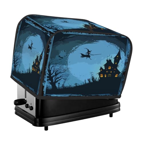 2 Scheiben Toaster-Abdeckung Halloween Mond Nacht Hexenschloss Staubschutz für Brotmaschine, kleines Küchengerät von Fabpuro