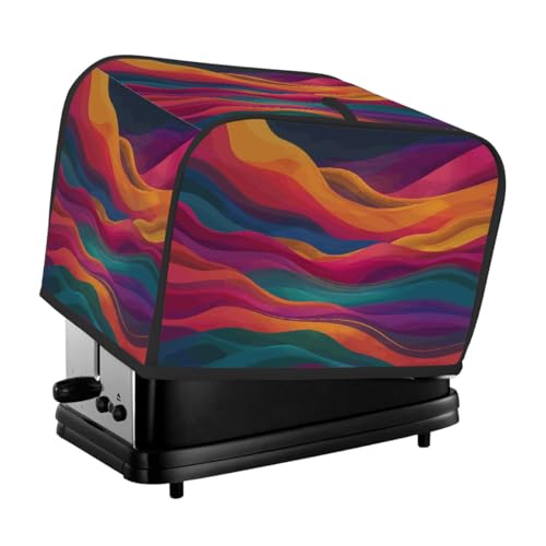 Abstrakte bunte Wellenstreifen, Toaster-Abdeckung, 2 Scheiben, Staubschutz für Brotmaschine, kleine Küchengeräte Abstrakte bunte Wellenstreifen, Toaster-Abdeckung, 2 Scheiben, Staubschutz für Brotmaschine, kleine Küchengeräte von Fabpuro
