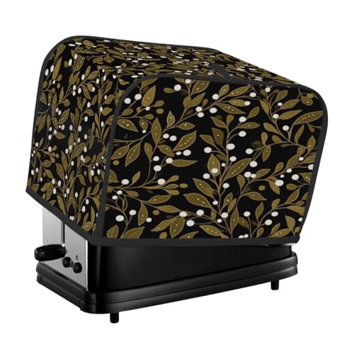 Botanische Pflanzenblätter auf schwarzer Toaster-Abdeckung, 2 Scheiben, Staubschutz für Brotmaschine, kleines Küchengerät Botanische Pflanzenblätter auf schwarzer Toaster-Abdeckung, 2 Scheiben, Staubschutz für Brotmaschine, kleines Küchengerät von Fabpuro