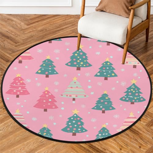 Fabpuro Weihnachtsteppich für Wohnzimmer, Schlafzimmer, Kinderzimmer, waschbar, rutschfest, für Heimdekoration, 152 cm, Rosa / Grün Fabpuro Weihnachtsteppich für Wohnzimmer, Schlafzimmer, Kinderzimmer, waschbar, rutschfest, für Heimdekoration, 152 cm, Rosa / Grün von Fabpuro