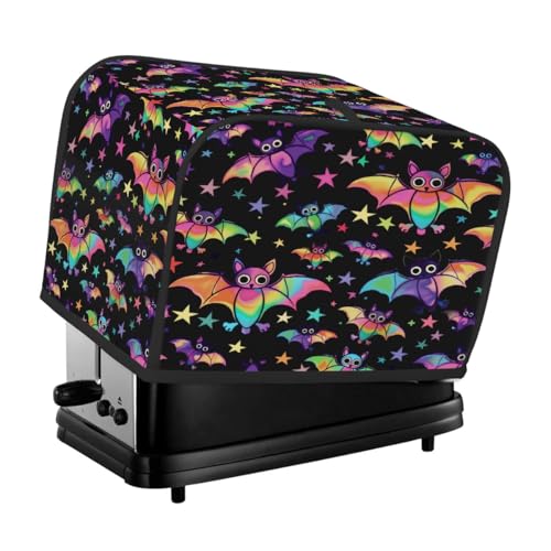 Fantasy Halloween Fledermäuse auf schwarzer Toaster-Abdeckung, 2 Scheiben, Staubschutz für Brotmaschine, kleines Küchengerät von Fabpuro