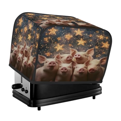 Farm Pigs Sparkling Star Toaster-Abdeckung, 4 Scheiben, Staubschutz für Brotmaschine, kleine Küchengeräte von Fabpuro