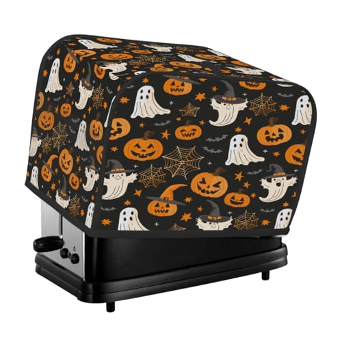 Halloween-Kürbis-Geist auf schwarzem Toaster-Abdeckung, 2 Scheiben, Staubschutz für Brotmaschine, kleines Küchengerät Halloween-Kürbis-Geist auf schwarzem Toaster-Abdeckung, 2 Scheiben, Staubschutz für Brotmaschine, kleines Küchengerät von Fabpuro