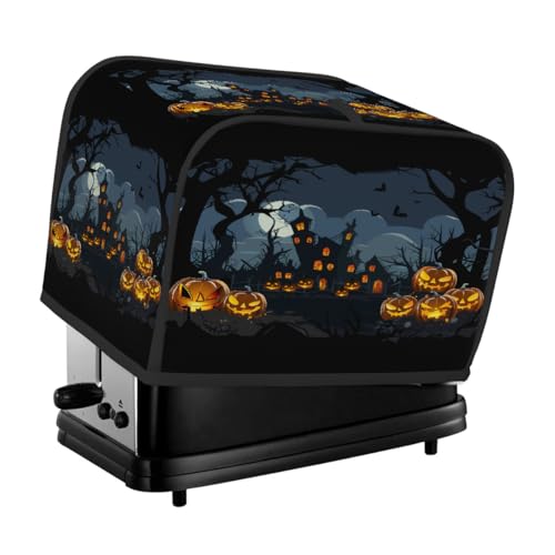 Halloween-Spukhaus, gruseliger Kürbis-Toaster-Abdeckung, 4 Scheiben, Staubschutz für Brotmaschine, kleines Küchengerät von Fabpuro