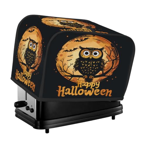 Happy Halloween Moon Night Eule Toaster-Abdeckung, 4 Scheiben, Staubschutz für Brotmaschine, kleines Küchengerät von Fabpuro