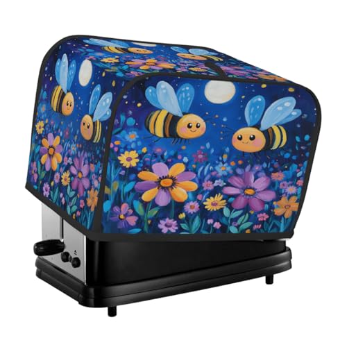 Süße Abdeckung für Toaster, Blume, Biene, Mond, Nacht, 4 Scheiben, Staubschutz für Brotmaschine, kleines Küchengerät Süße Abdeckung für Toaster, Blume, Biene, Mond, Nacht, 4 Scheiben, Staubschutz für Brotmaschine, kleines Küchengerät von Fabpuro