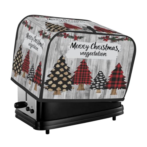 Toaster-Abdeckung aus rotem Büffelbaum auf grauem Holz, 2 Scheiben, Staubschutz für Brotmaschine, kleines Küchengerät von Fabpuro